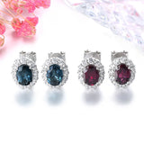 Classic Natural Dark Blue Topaz Solid Sterling Silver Stud Earring 1.8 Carats Genuine Gemstone Women Classic Birthday Anniversary Gifts - Premium Fine Jewelry by Hennafy Jewel