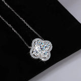 Elegant JECIRCON S925 Sterling Silver Moissanite Necklace for Women Lucky Full Diamond Moissanite Pendant Clavicle Chain Fine Jewelry - Premium Fine Jewelry by Hennafy Jewel