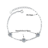 Classic JECIRCON Women S925 Sterling Silver Moissanite Bracelet Temperament Versatile Classic Round Bag 1.5ct 3 Stone Moissanite Jewelry - Premium Fine Jewelry by Hennafy Jewel
