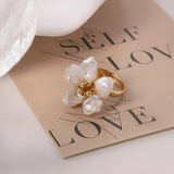 Luxury Natural Baroque Pearl Flower Open Ring Woman Minimalism Art Luxury Jewelry Bridesmaid Gifts Wedding Jewelry GR0394 - Premium Fine Jewelry by Hennafy Jewel