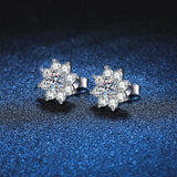 Elegant JECIRCON S925 Sterling Silver Stud Earrings for Women Sunflower 0.3/0.5 Carat D Color Moissanite Seiko Full Diamond Fine Jewelry - Premium Fine Jewelry by Hennafy Jewel
