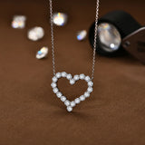 Elegant MINTYBOX Solid 925 Silver Moissanite Necklace for Women Heart Shape Diamond Engagement Wedding Luxurly Sparkling Jewelry Gift - Premium Fine Jewelry by Hennafy Jewel