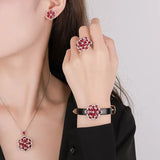 Luxury Gemstone Jewelry Set - Matching Necklace & Earrings by Hennafy Jewel