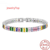 Crystal Sterling Silver Charm Bracelet