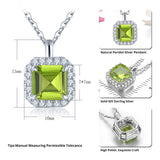 Elegant Natural Peridot Sterling Silver Pendants 1.5 Carats Genuine Gemstone Square Faced Cut Women Daily Style S925 Birthday Gifts - Premium Fine Jewelry by Hennafy Jewel