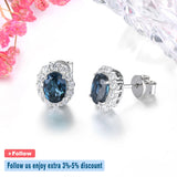 Classic Natural Dark Blue Topaz Solid Sterling Silver Stud Earring 1.8 Carats Genuine Gemstone Women Classic Birthday Anniversary Gifts - Premium Fine Jewelry by Hennafy Jewel