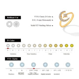 Elegant MINTYBOX 0.242CTW Star Moon S925 Sterling Silver Moissanite Rings For Women Lab Diamond Ring 18K Gold Plated Wedding Jewelr Gift - Premium Fine Jewelry by Hennafy Jewel